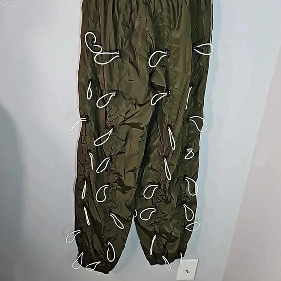 URKOOL Bungee Cord Drawstring Pants Olive - Picture 10 of 13